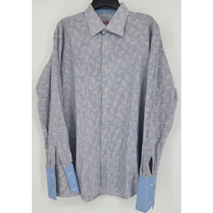 Robert Graham‎ Shirt Men's Size 44 / 17.5  Blue Paisley French Cuff Long Sleeves